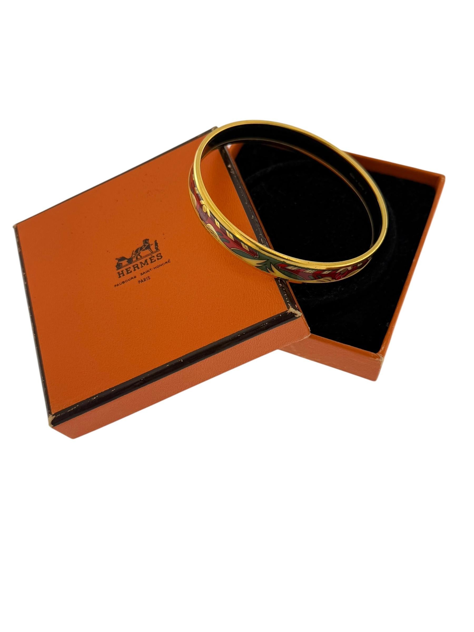 Hermes Bracelet plaqué or avec émail en vente 1