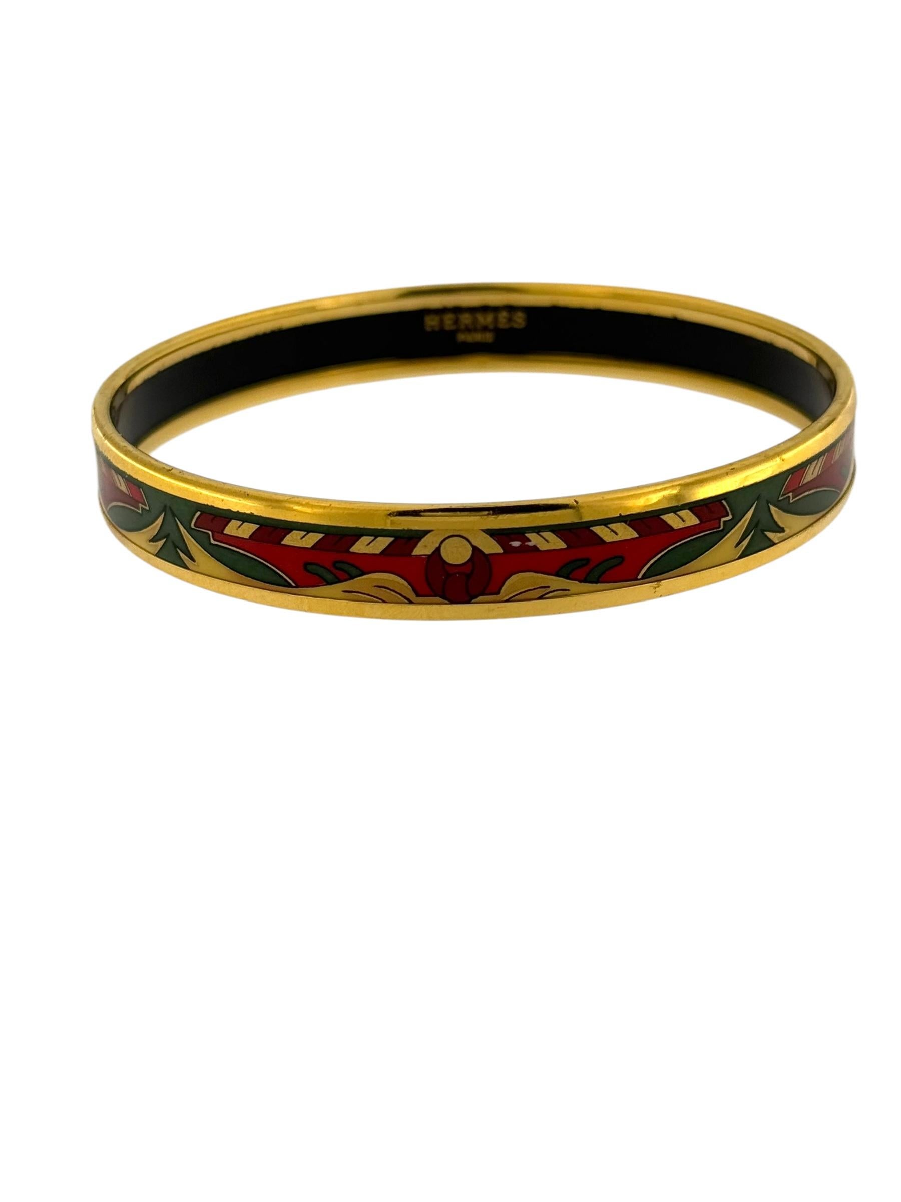Hermes Bracelet plaqué or avec émail en vente 2