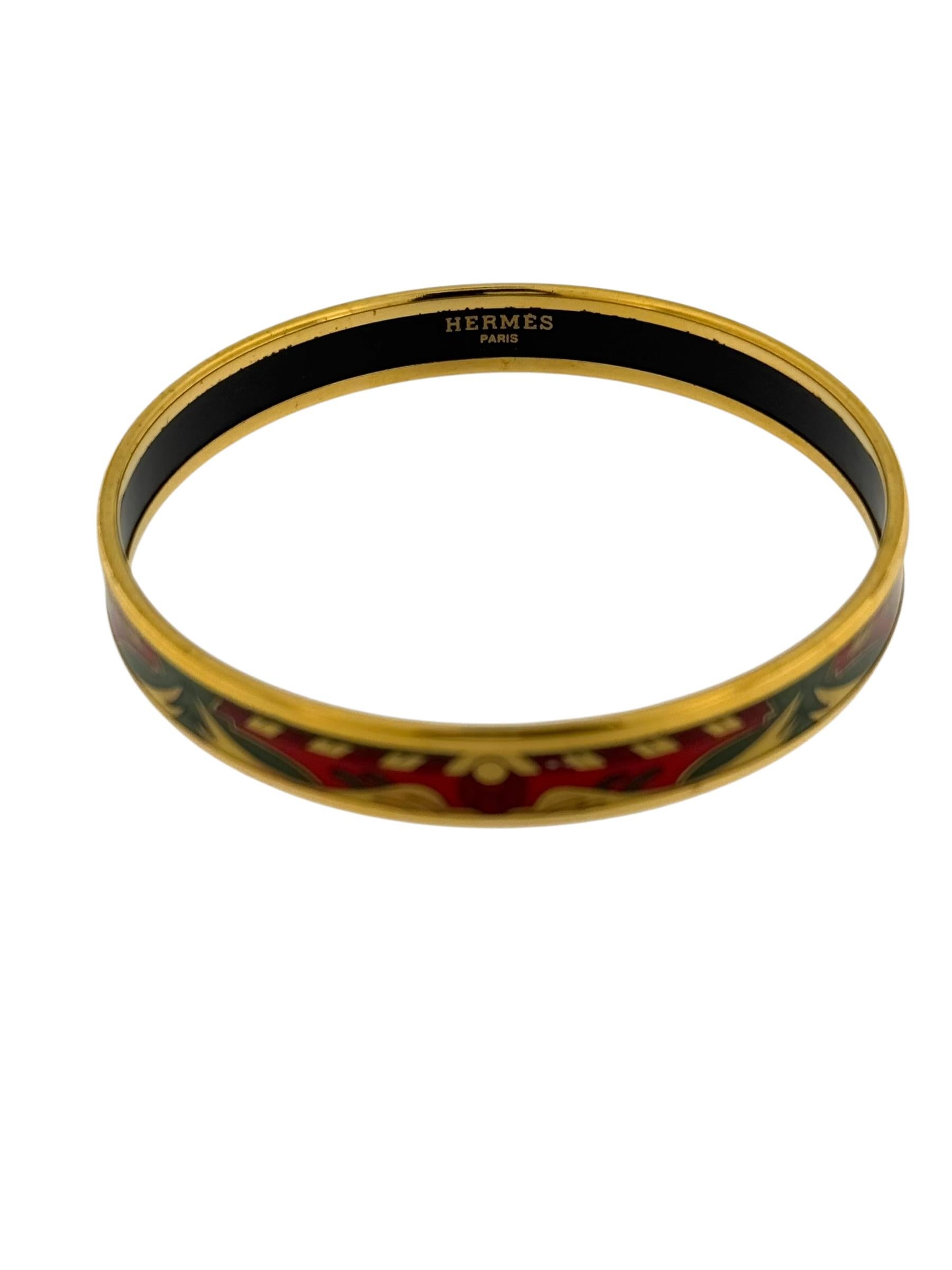 Hermes Bracelet plaqué or avec émail en vente 3