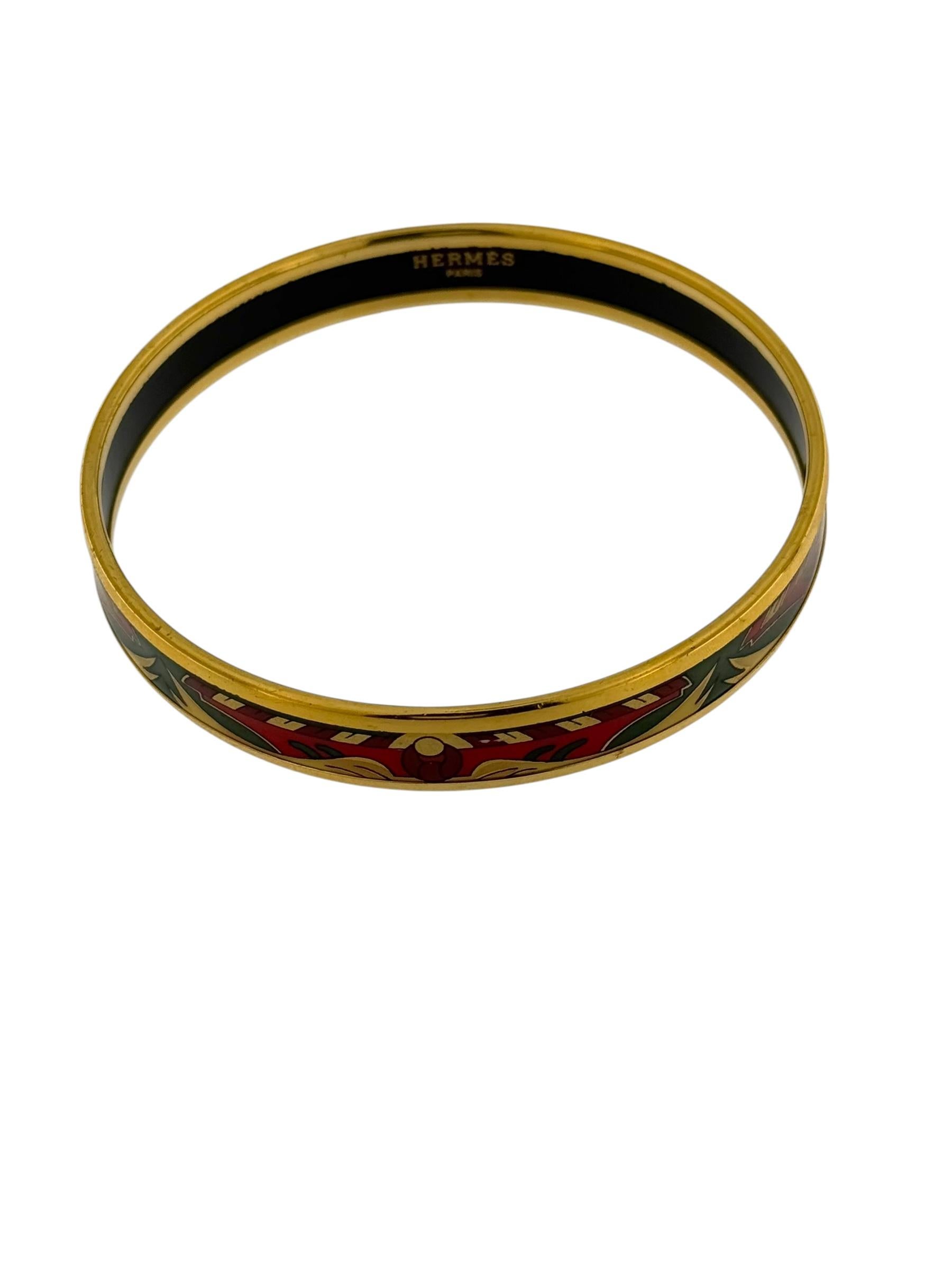 Hermes Bracelet plaqué or avec émail en vente 4