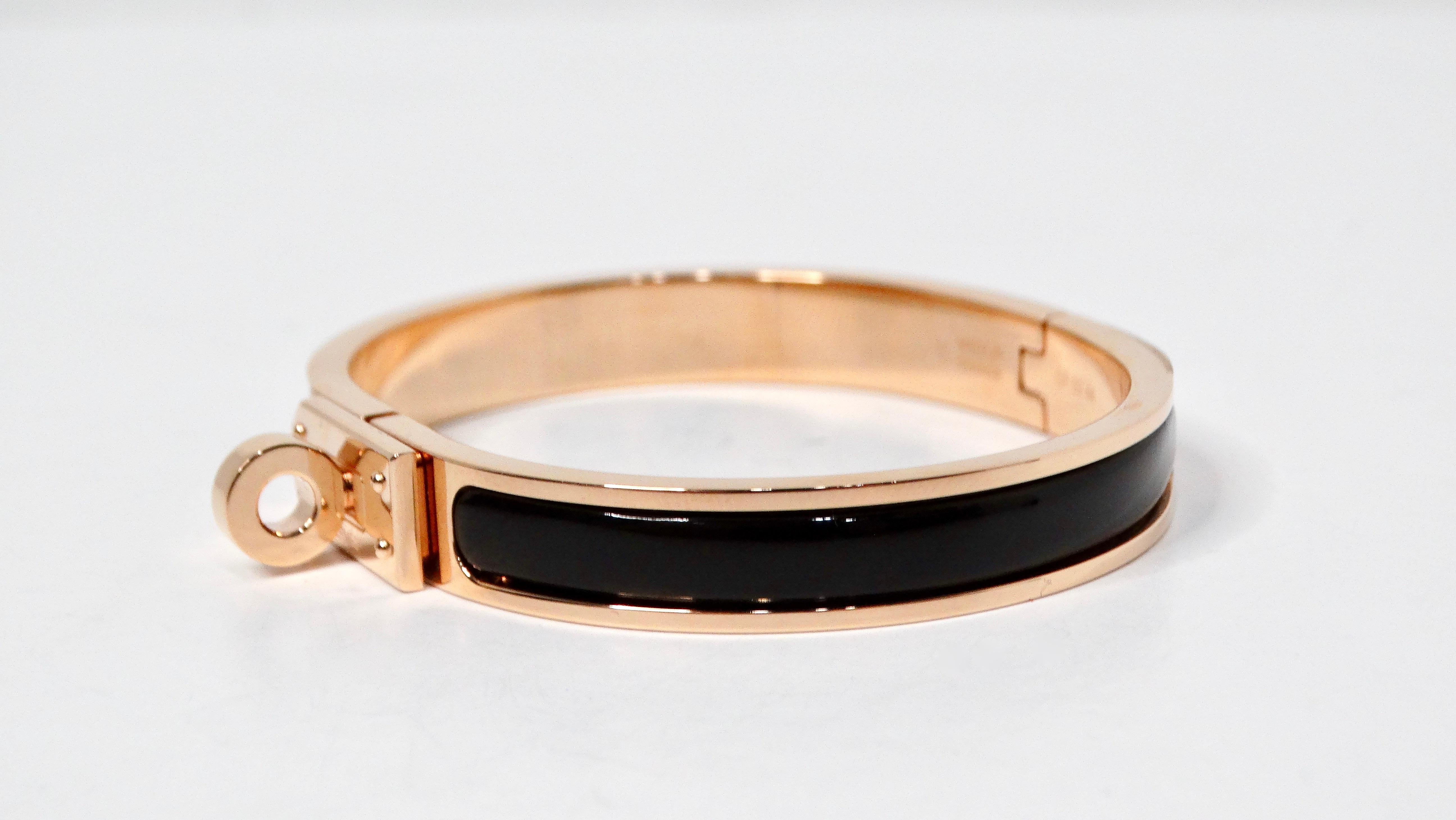Hermes Gold Plated & Black Noir Mini Clic Kelly Bracelet In Good Condition In Scottsdale, AZ