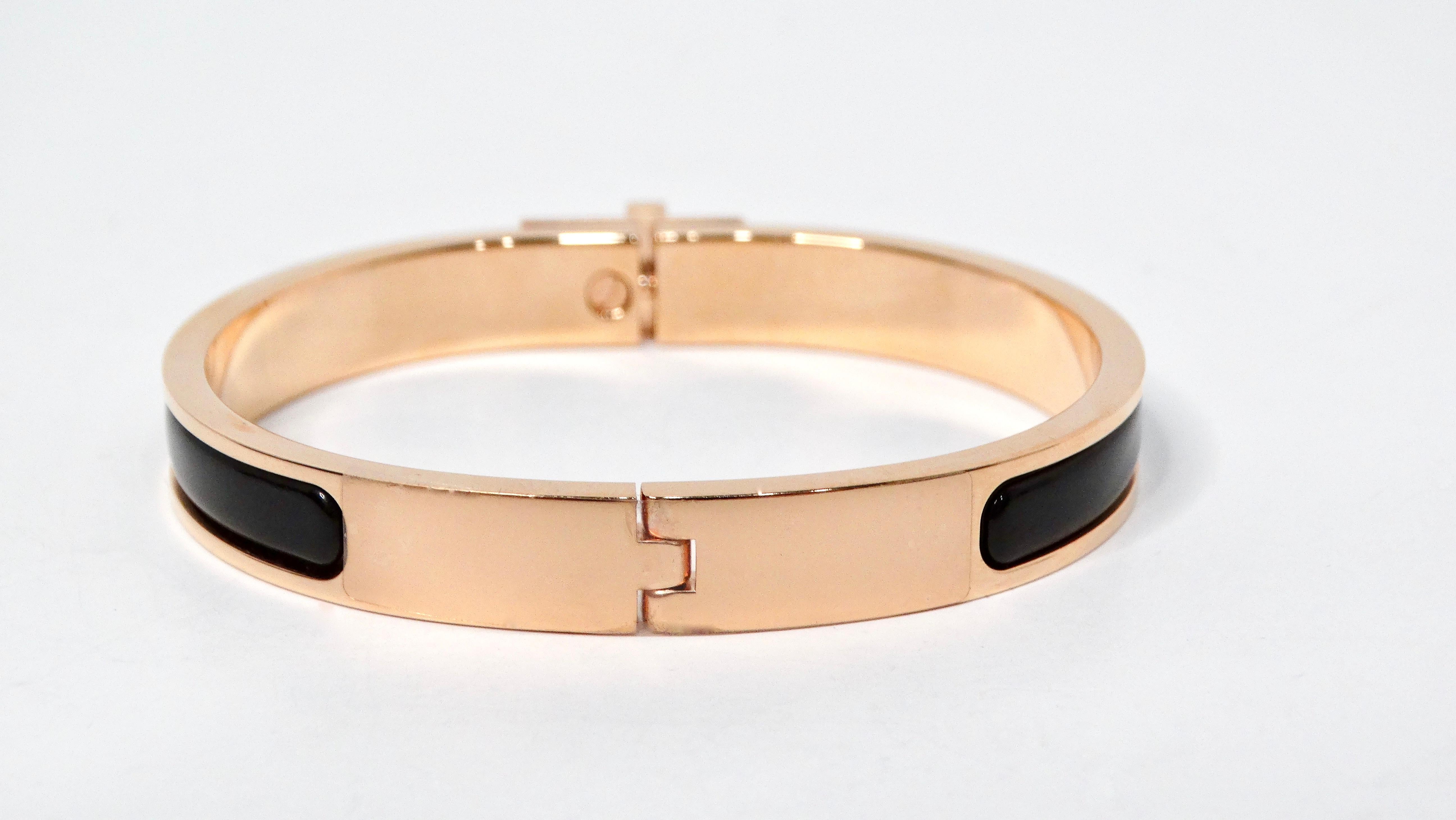 Hermes Gold Plated & Black Noir Mini Clic Kelly Bracelet 1