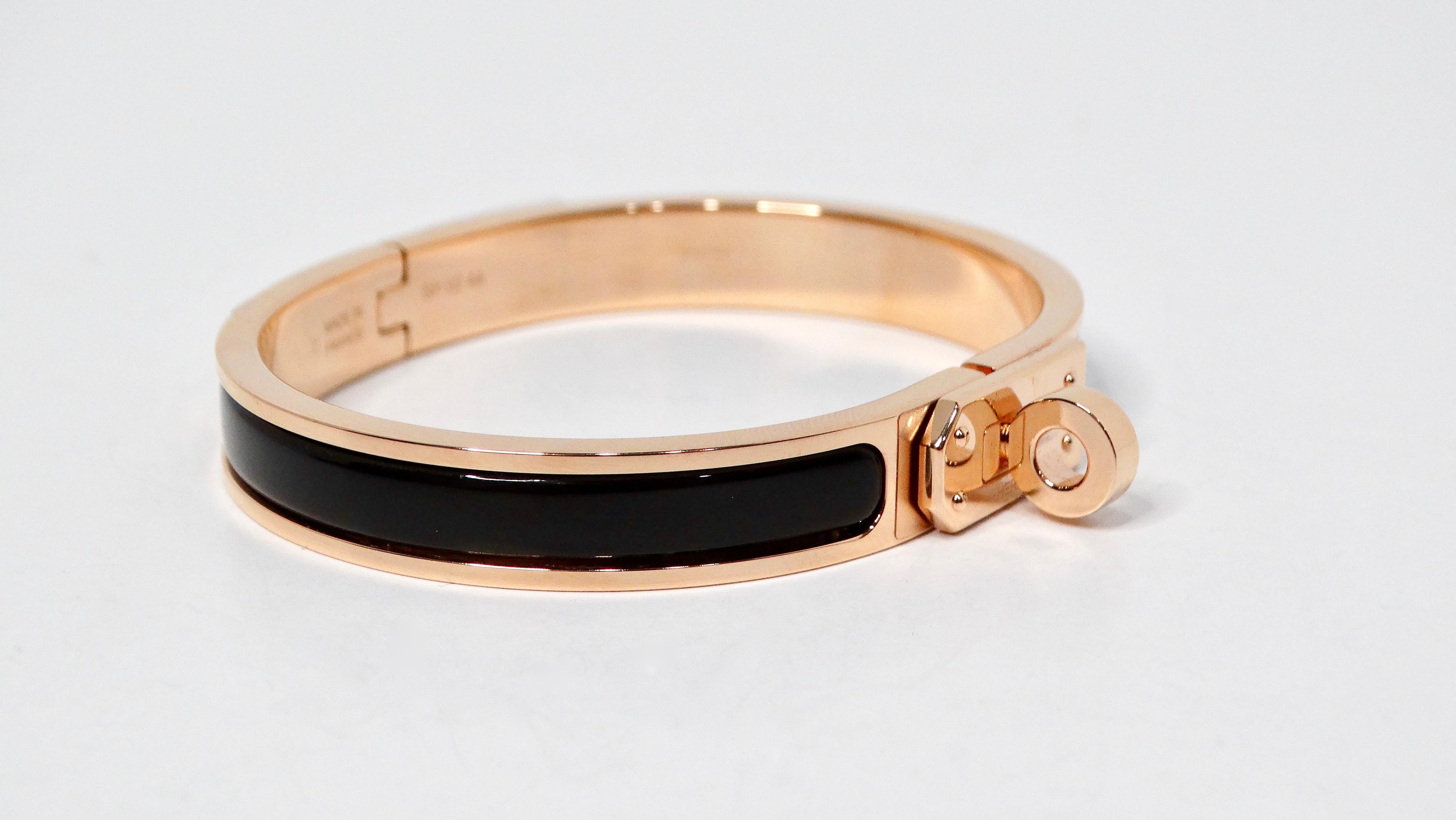 Hermes Gold Plated & Black Noir Mini Clic Kelly Bracelet 4