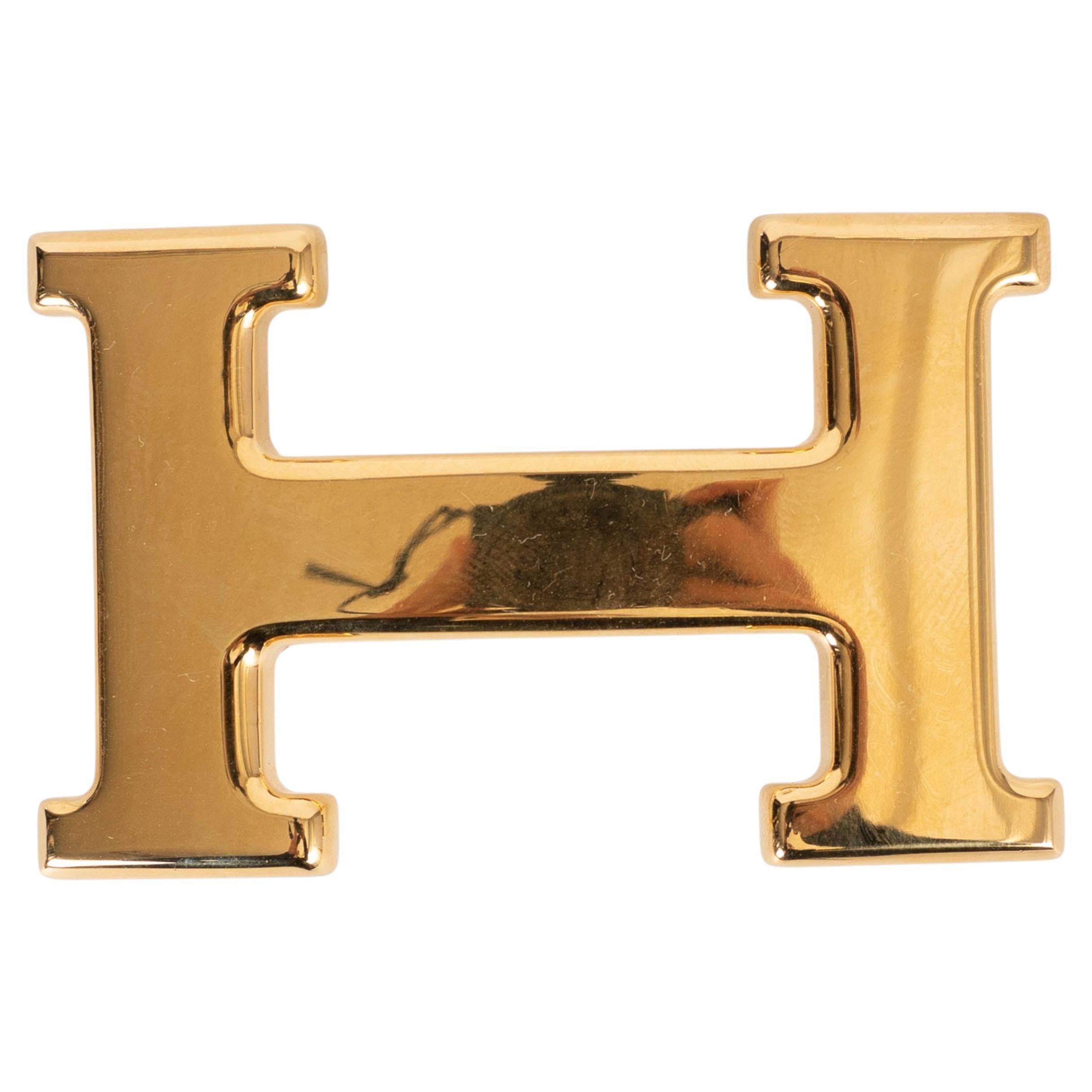 Hebilla de cinturón HERMES chapada en oro CLASSIC H 32MM