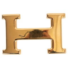 HERMES gold plated CLASSIC H 32MM Belt Buckle