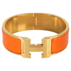 Hermès Gold-Plated  Clic Clac In Orange Fruite Bracelet