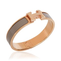 Hermès Gold-Plated  Clic H In Marron Glacé Bracelet