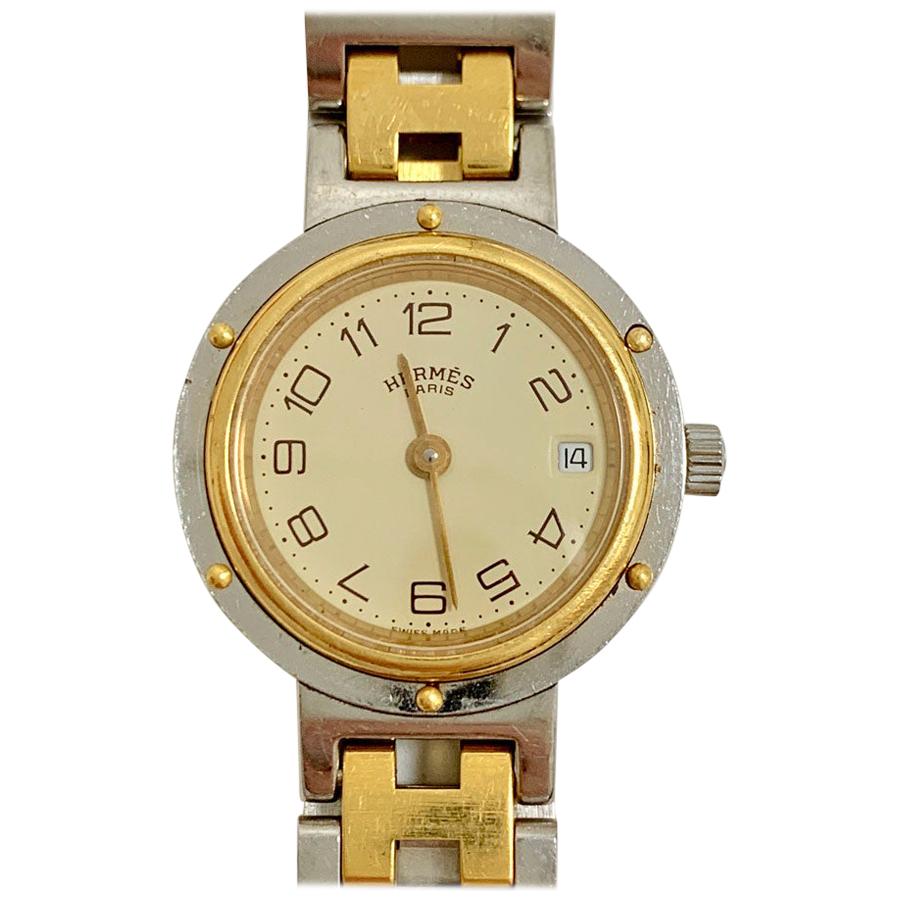 HERMES Gold Plated Clipper Watch