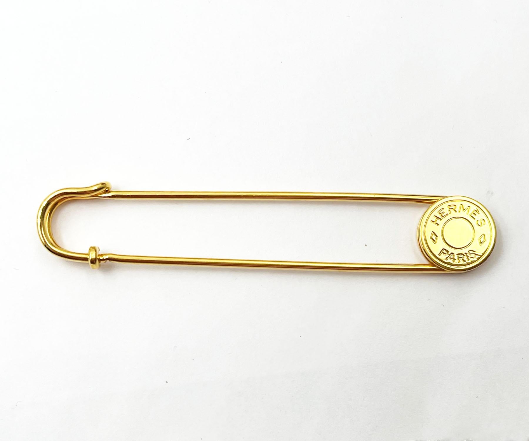 Hermes Gold Plated Clou De Selle Safety Pin  In Excellent Condition In Pasadena, CA