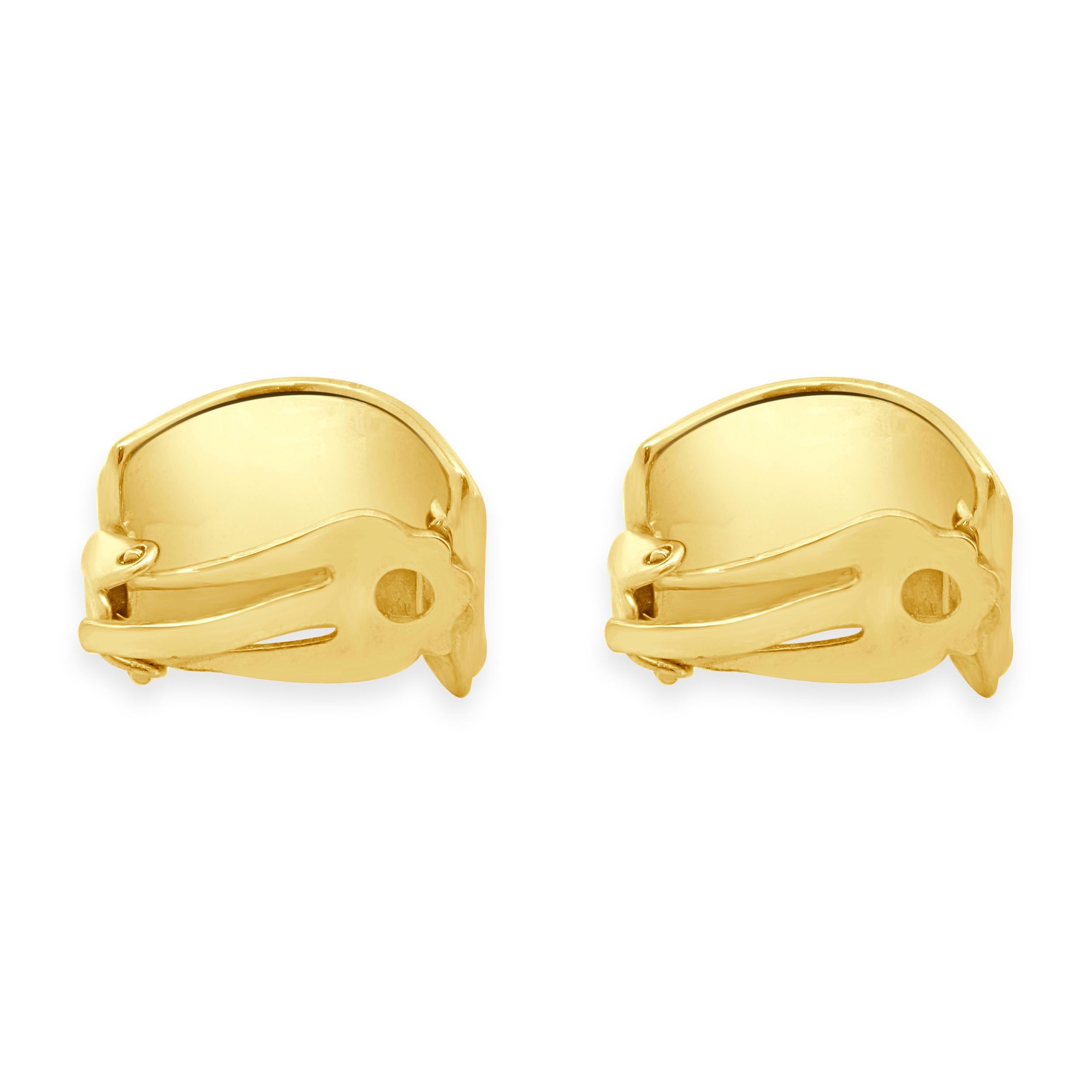 Women's Hermes Gold Plated Enamel Clip On Earrings For Sale