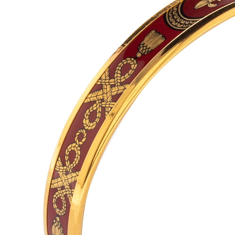 Contemporary Hermes Gold Plated Grand Apparat Enamel Narrow Bangle Bracelet