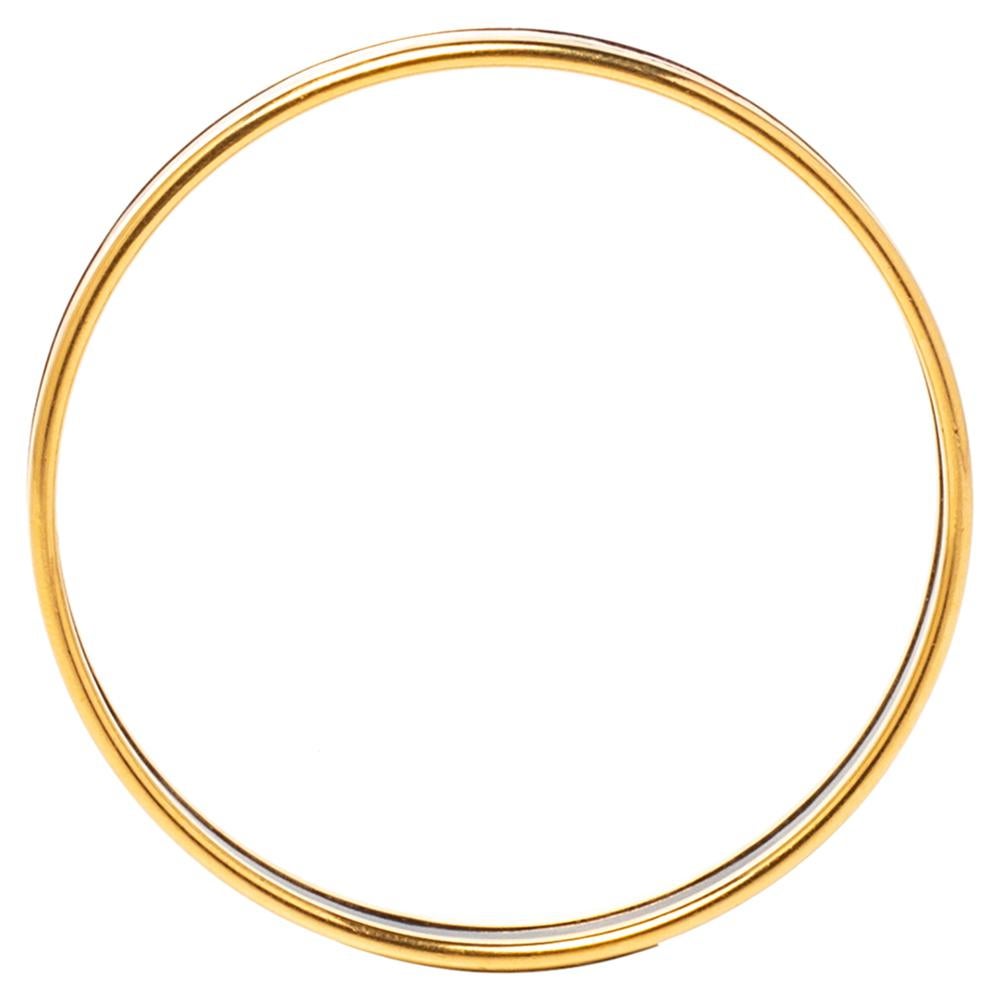 Hermes Gold Plated Grand Apparat Enamel Narrow Bangle Bracelet In Good Condition In Dubai, Al Qouz 2