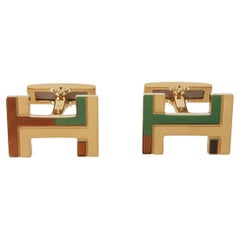Hermes gold-plated hardware H au Carre cufflinks