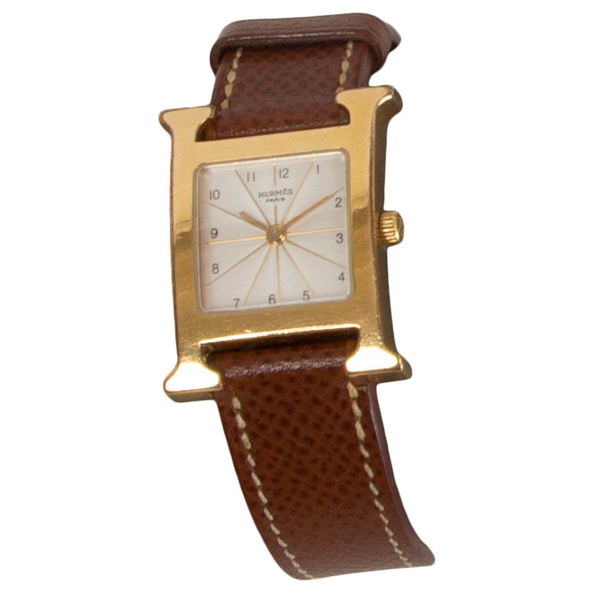 HERMES gold-plated HEURE H 17.2mm Watch 2