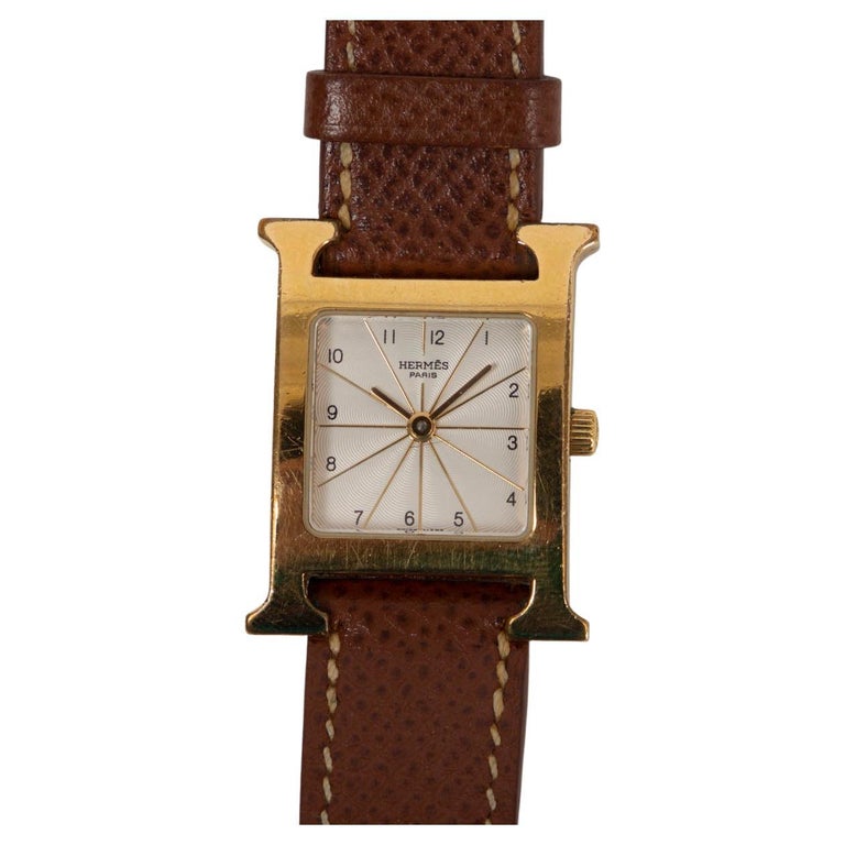 HERMES goldplated HEURE H 17.2mm Watch For Sale at 1stDibs