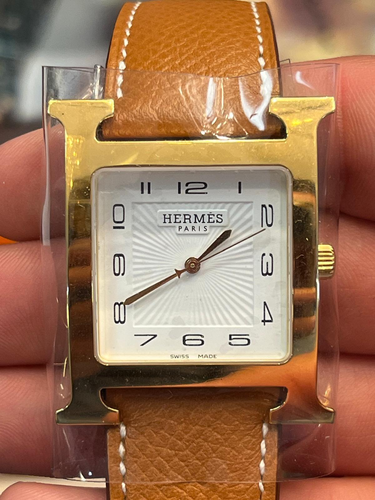 Women's or Men's Hermes Gold Plated Heure H Wristwatch