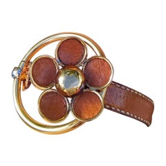 Hermès Pulsera de cuero dorado FLORA