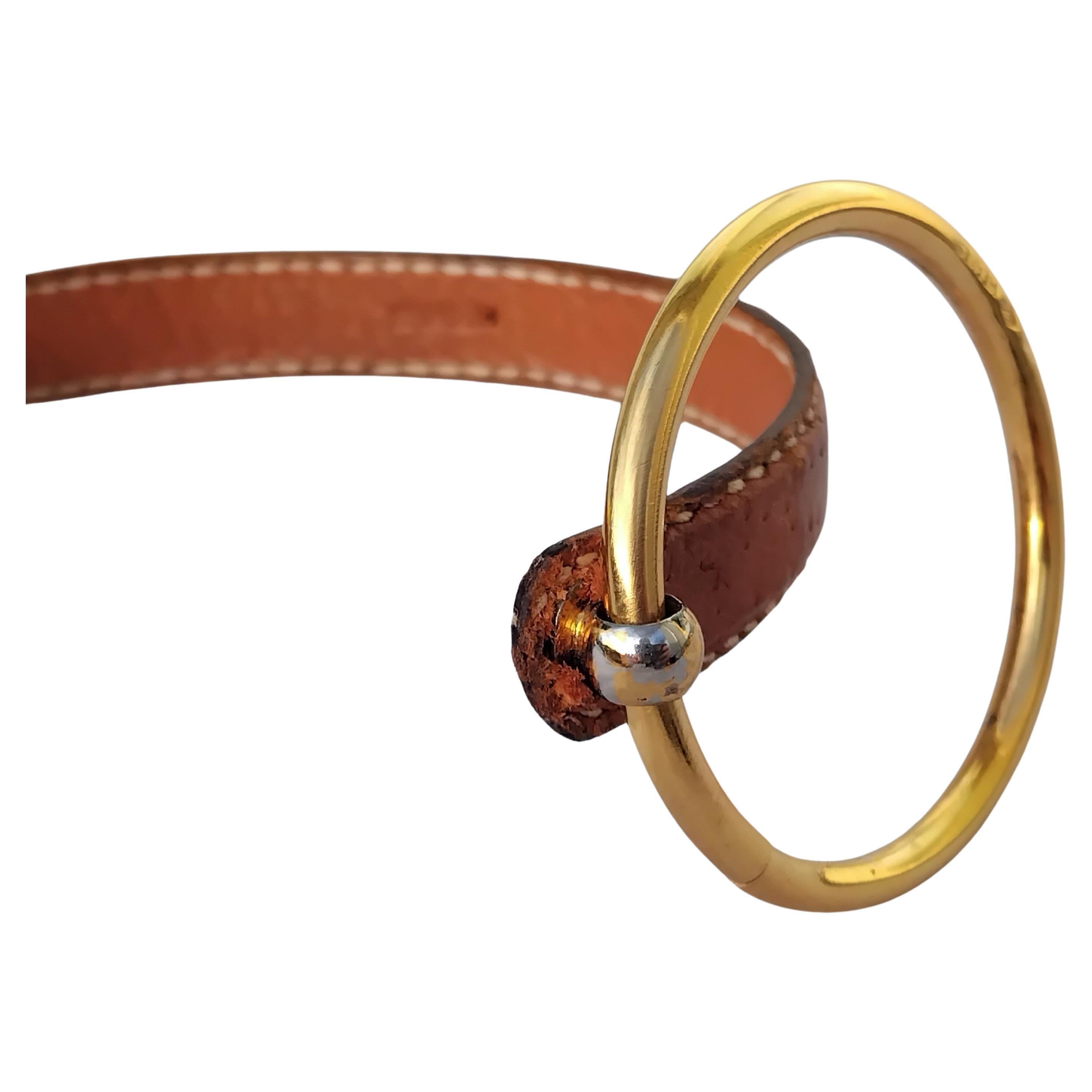 De las mujeres Hermès Pulsera de cuero dorado FLORA en venta