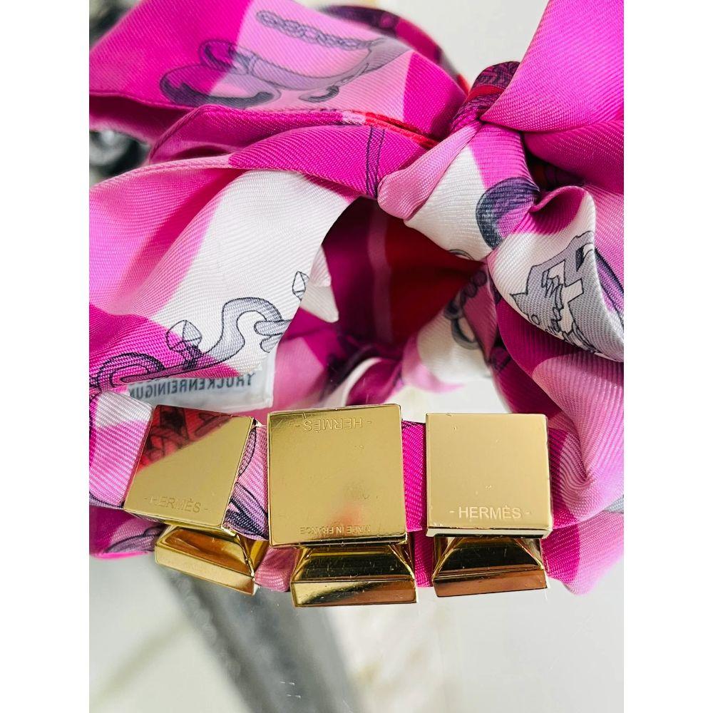Hermes Gold Plated Medor Stud Scarf Rings & Silk Twilly 1