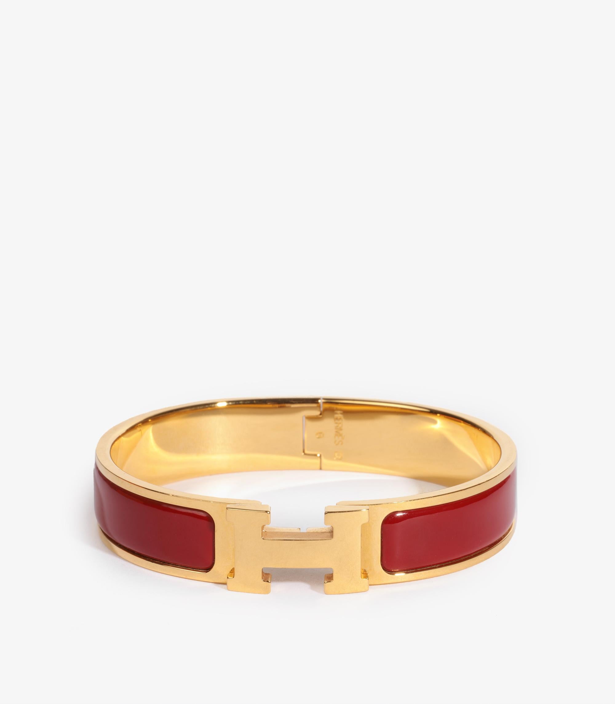 Hermès Gold Plated Rouge PM Clic H Bracelet

Brand- Hermès
Model- Clic H Bracelet
Product Type- Bracelet
Serial Number- *
Accompanied By- Hermès Box
Material(s)- Gold Tone Metal

Bracelet Length- 18cm
Bracelet Width- 1.2cm
Total Weight-