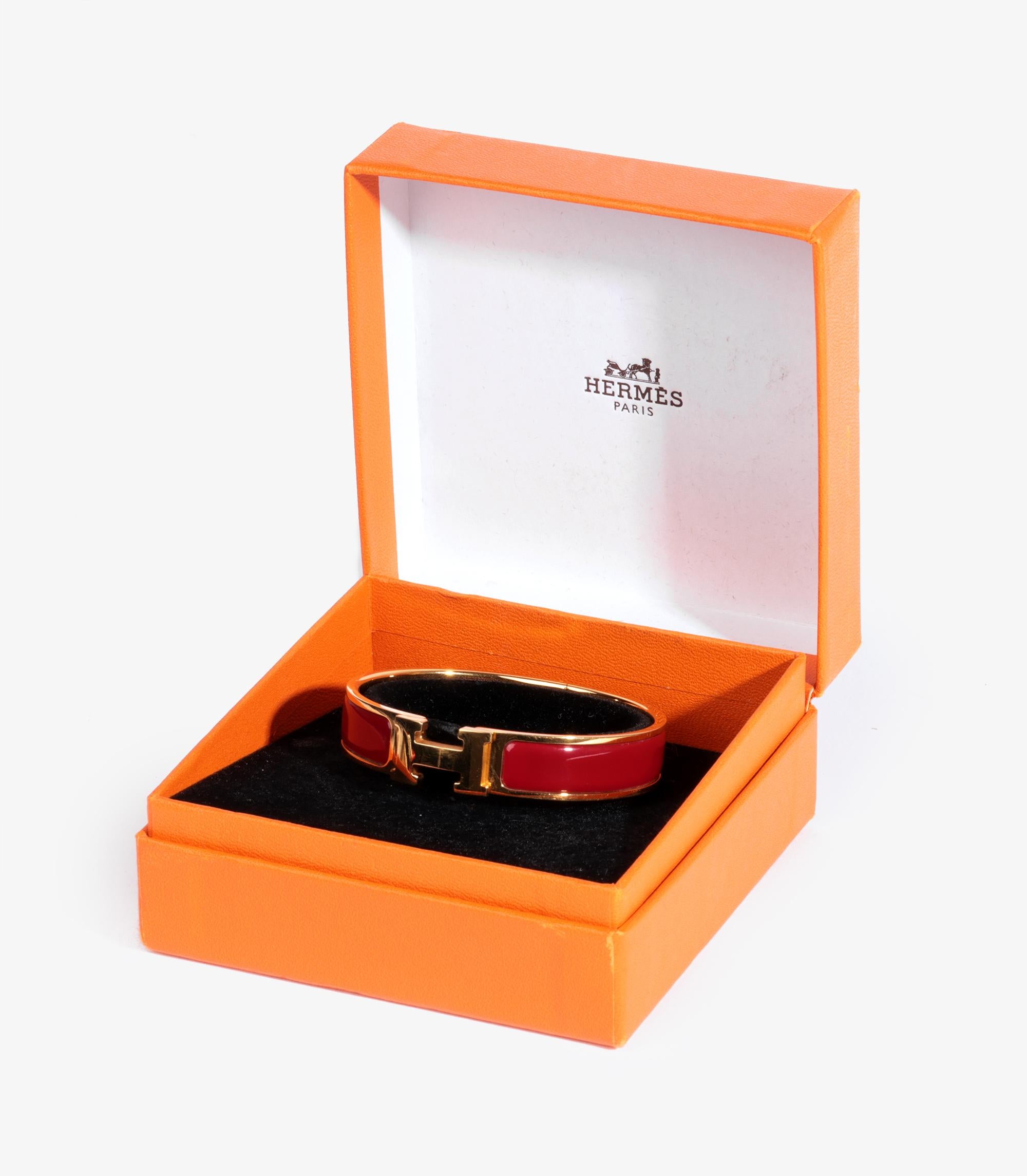 Hermès Gold Plated Rouge PM Clic H Bracelet In Excellent Condition In Bishop's Stortford, Hertfordshire