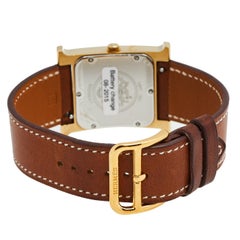 Hermes Gold Plated Stainless Steel Leather Heure Women's Wristwatch 26 mm