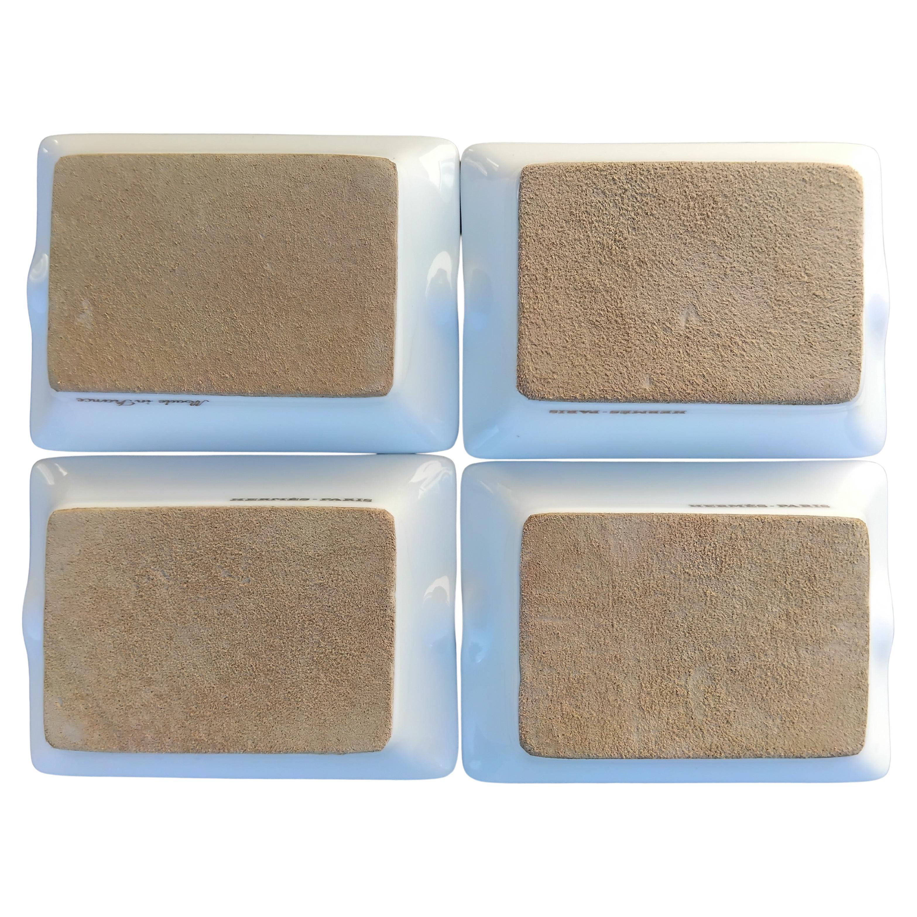 da uomo o donna Hermès Porcellana Oro 4 Mini Posacenere Vassoi Portaoggetti Animali Selvaggi Africa in vendita