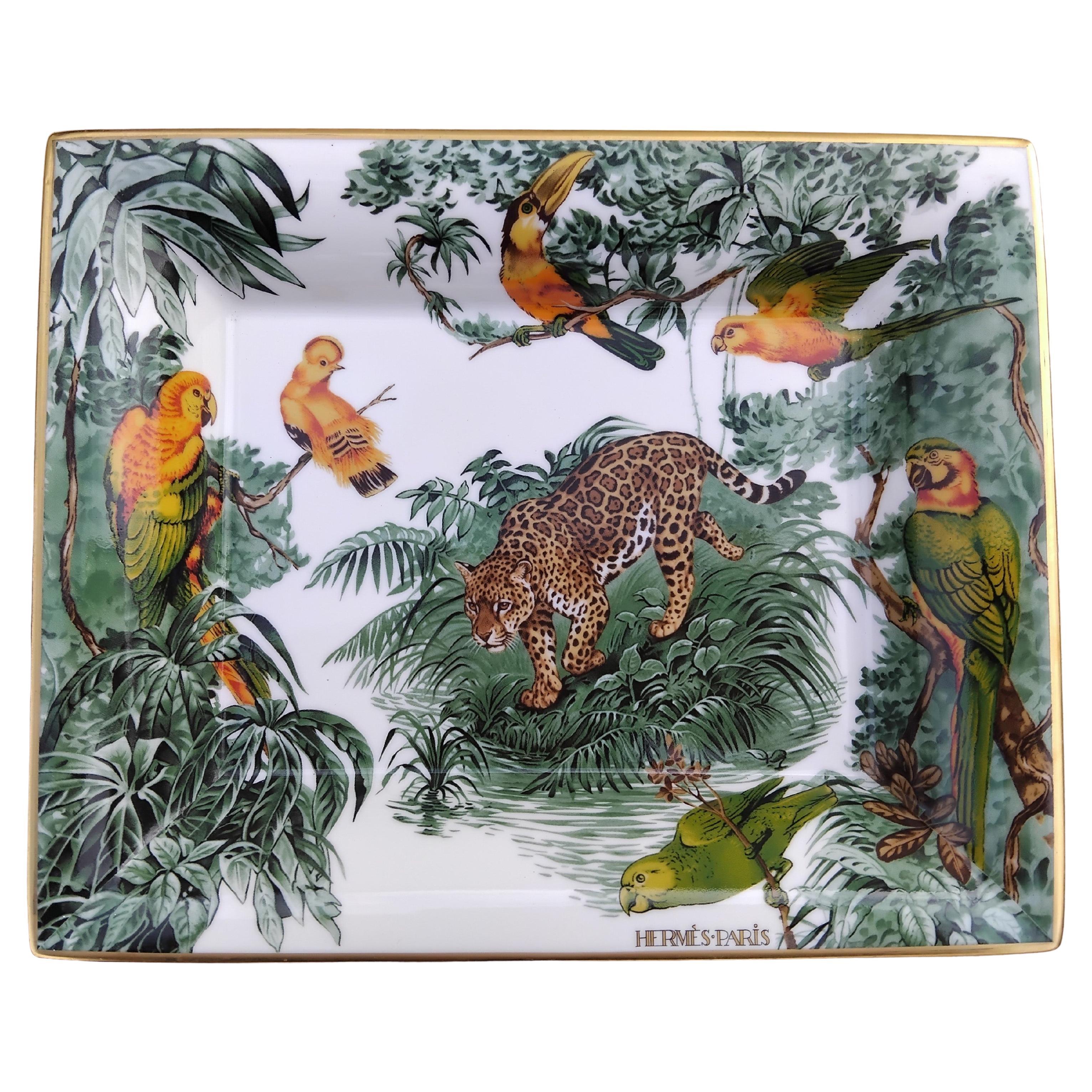 Hermès Gold Porcelain Change Tray Ashtray Carnets d'Equateur Dallet