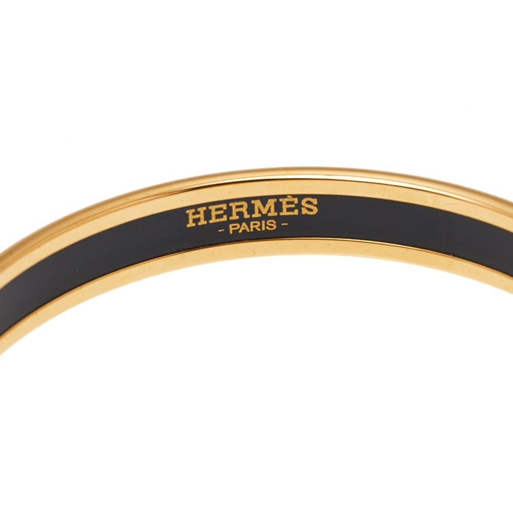 Contemporary Hermès Gold Printed Enamel Gold Plated Bangle Bracelet