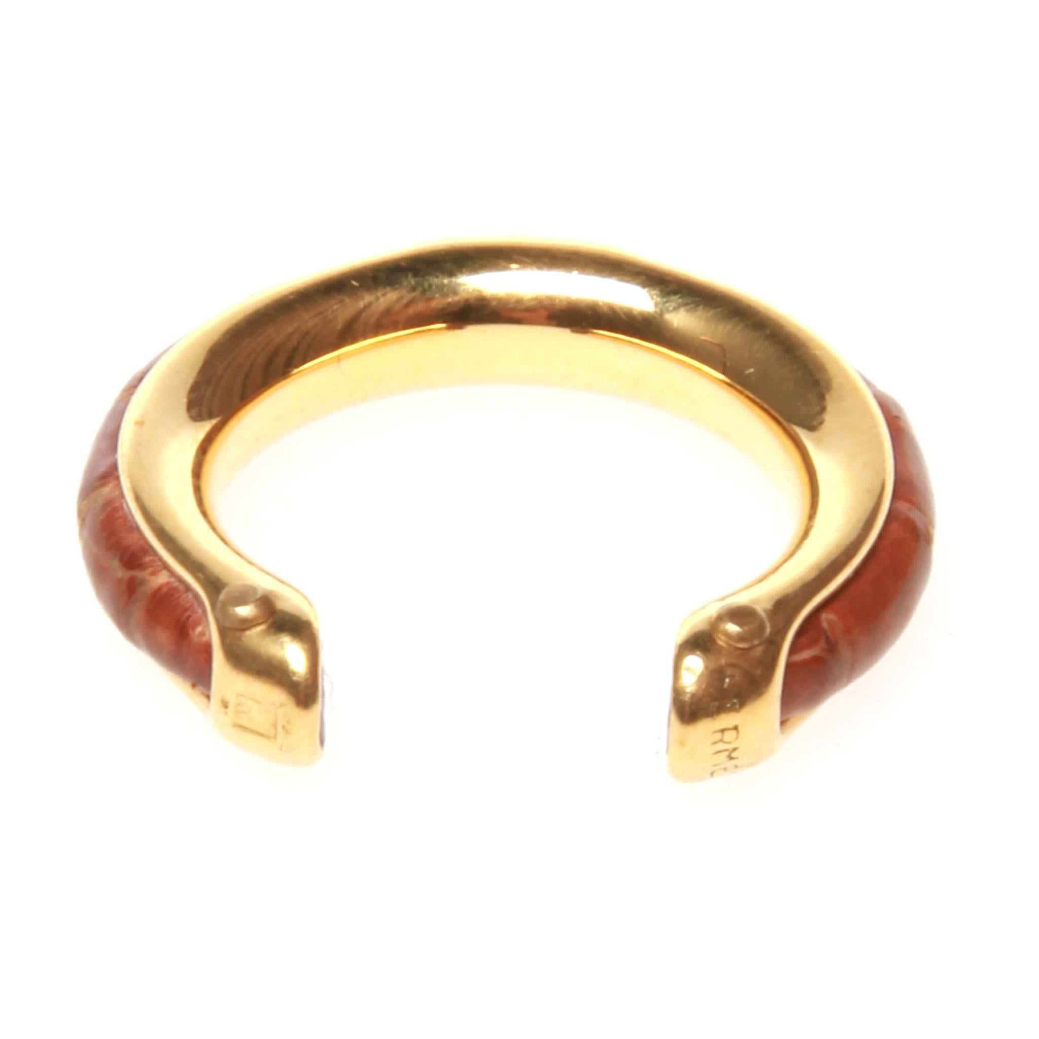 Contemporary Hermes gold ring with lizard insert For Sale