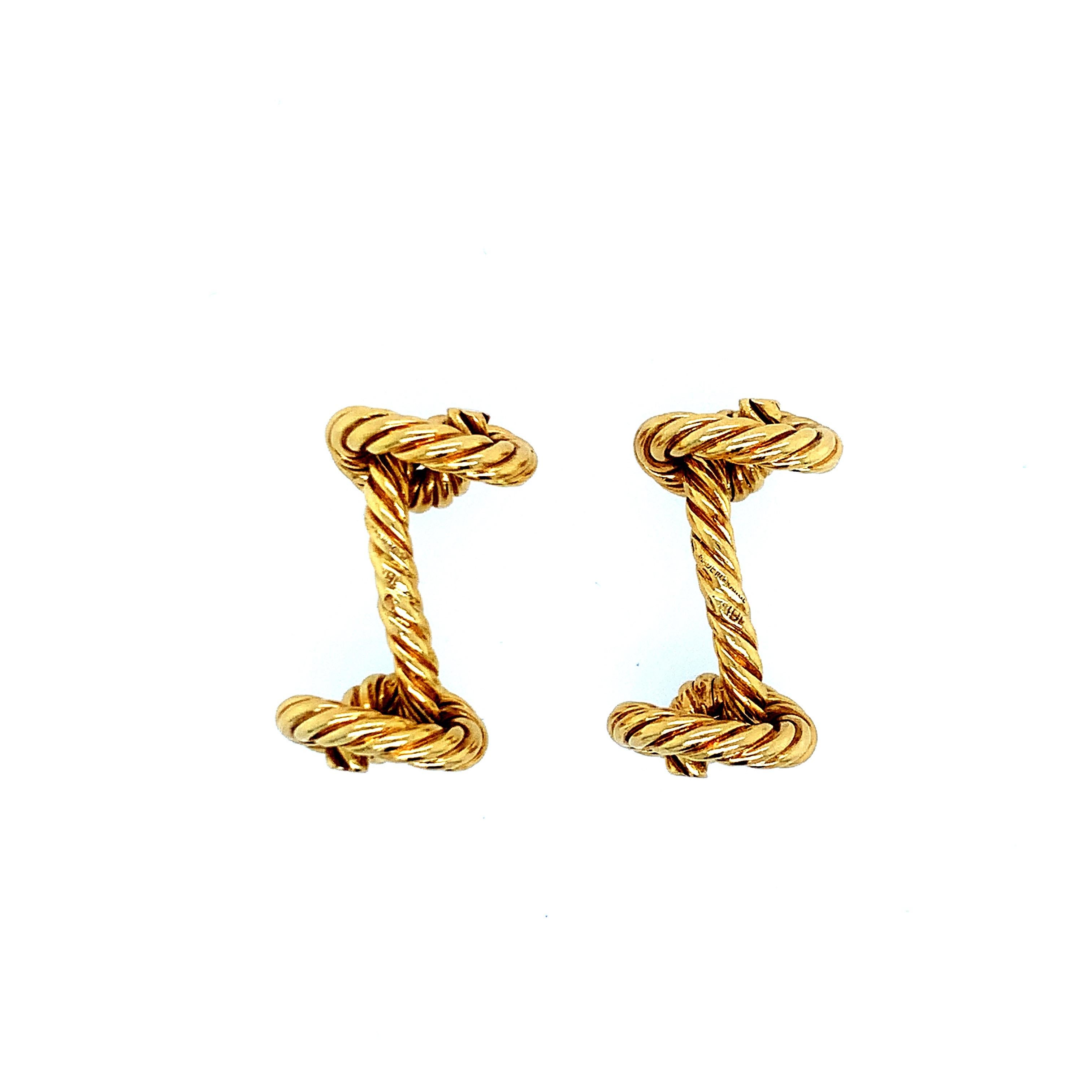 Hermés Gold Rope Cufflinks In Excellent Condition In New York, NY