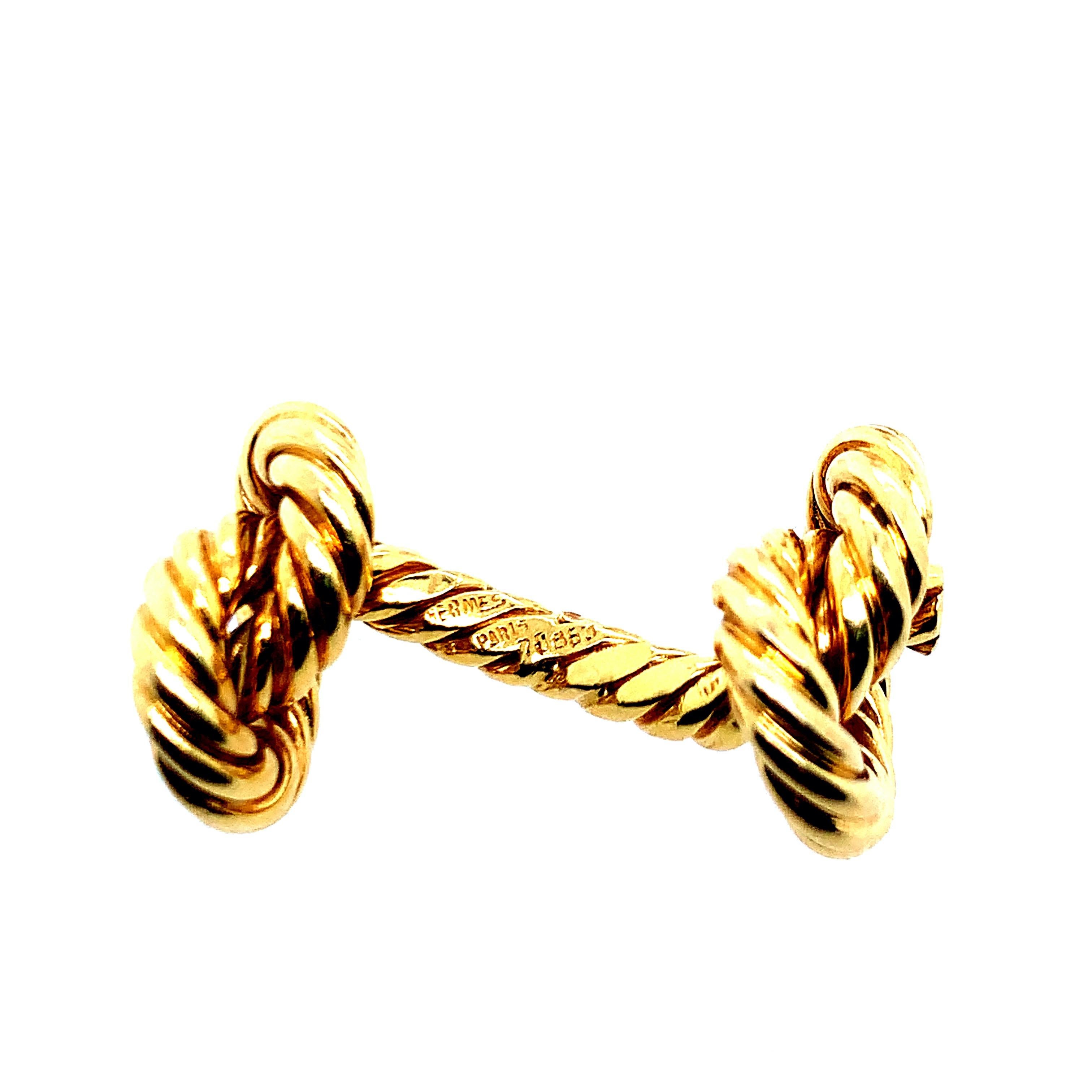 Hermés Gold Rope Cufflinks 4