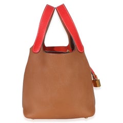Hermès Gold Rouge De Coeur Clemence Casaque Picotin Lock 18 GHW