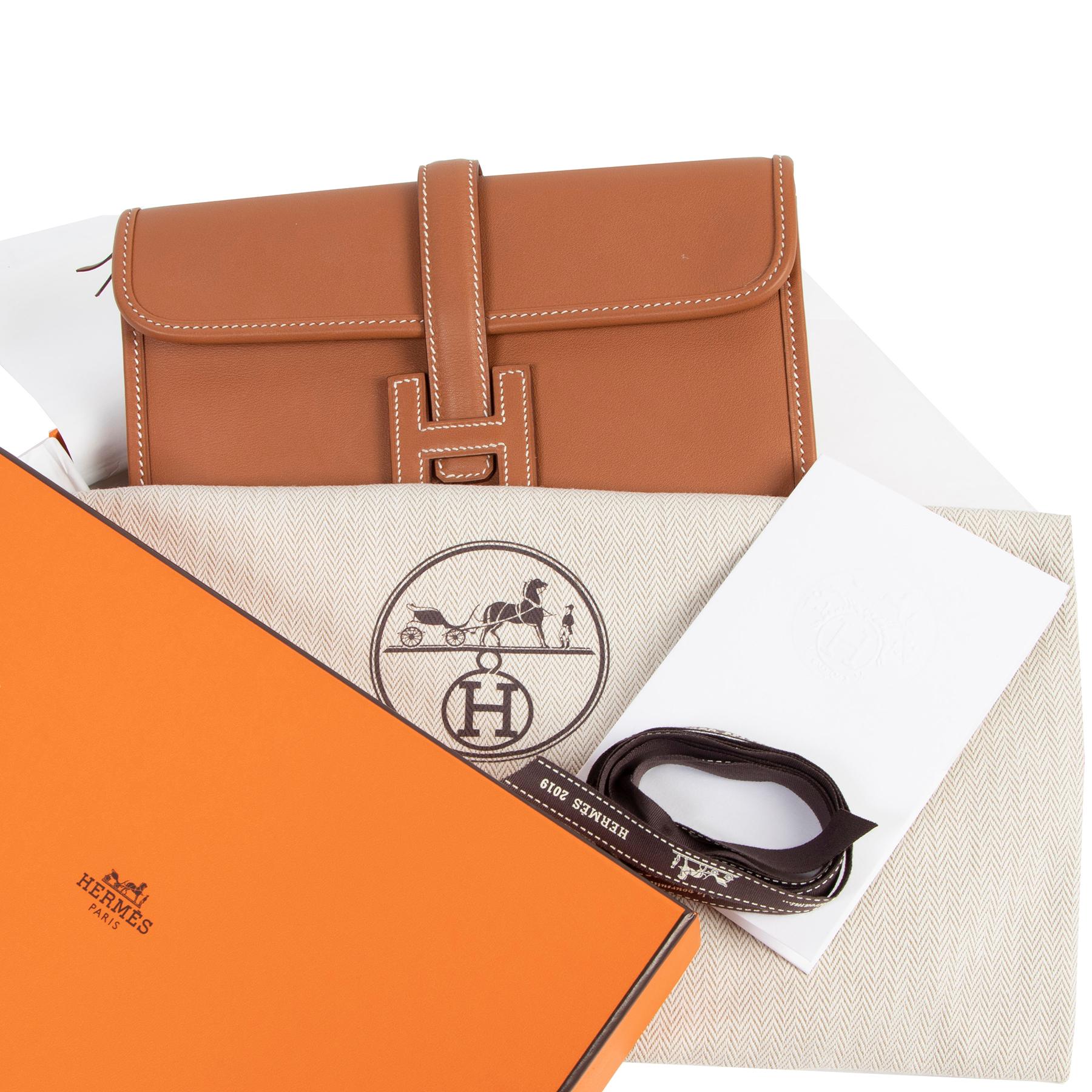 Brown Hermes Gold Swift Jige Duo Trio Wallet