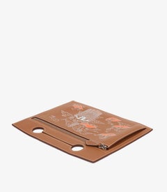 Hermès Gold Swift Leather Epopee D'Hermès Printed Backpocket Pouch For 30cm