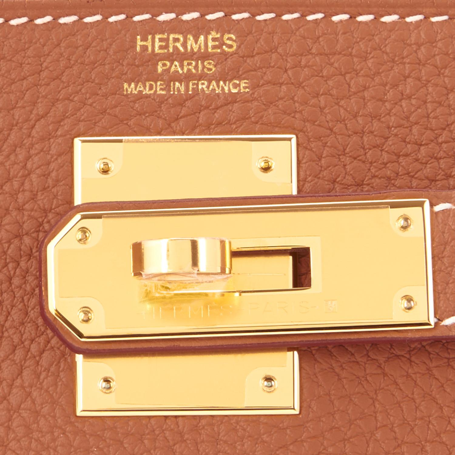 Hermes Gold Tan 28cm Togo Kelly Retourne Gold Shoulder Bag Classic Z Stamp, 2021 5