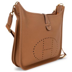 HERMES Gold tan Clemence leather EVELYNE 29 Crossbody Bag