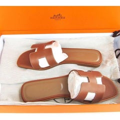 Hermes Gold Tan Oran Sandals 39 or 8.5 Shoes