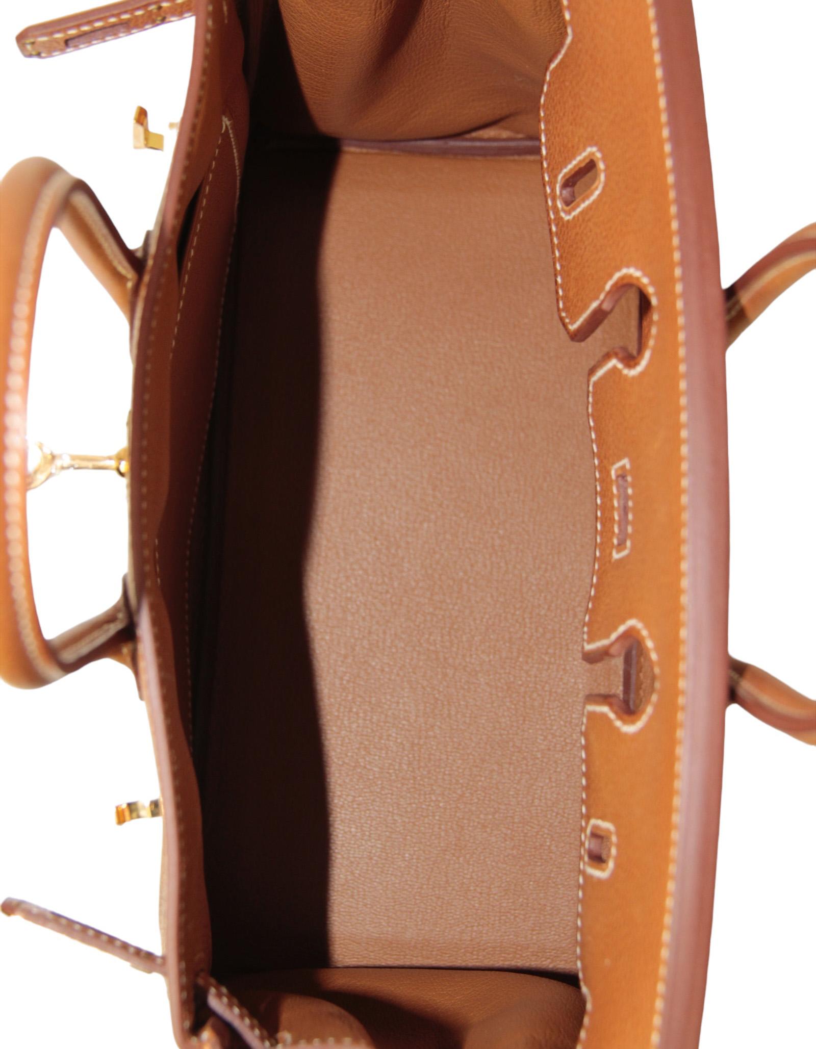 Brown Hermes Gold Tan Togo Leather 25cm Birkin Bag GHW For Sale
