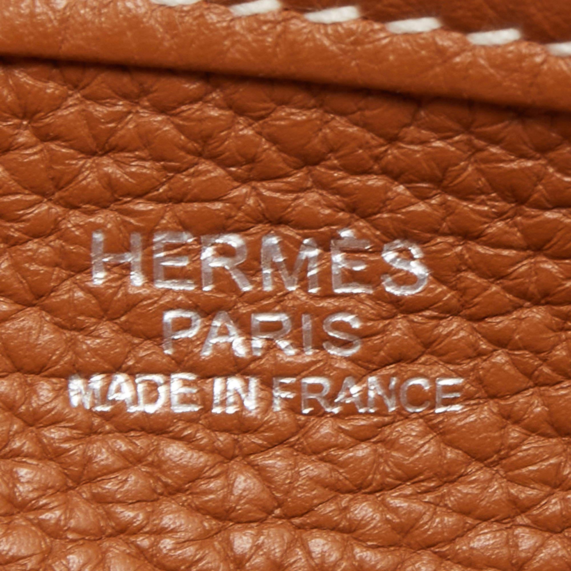 Hermes Gold Taurillion Clemence Leather Evelyne III TGM Bag 4