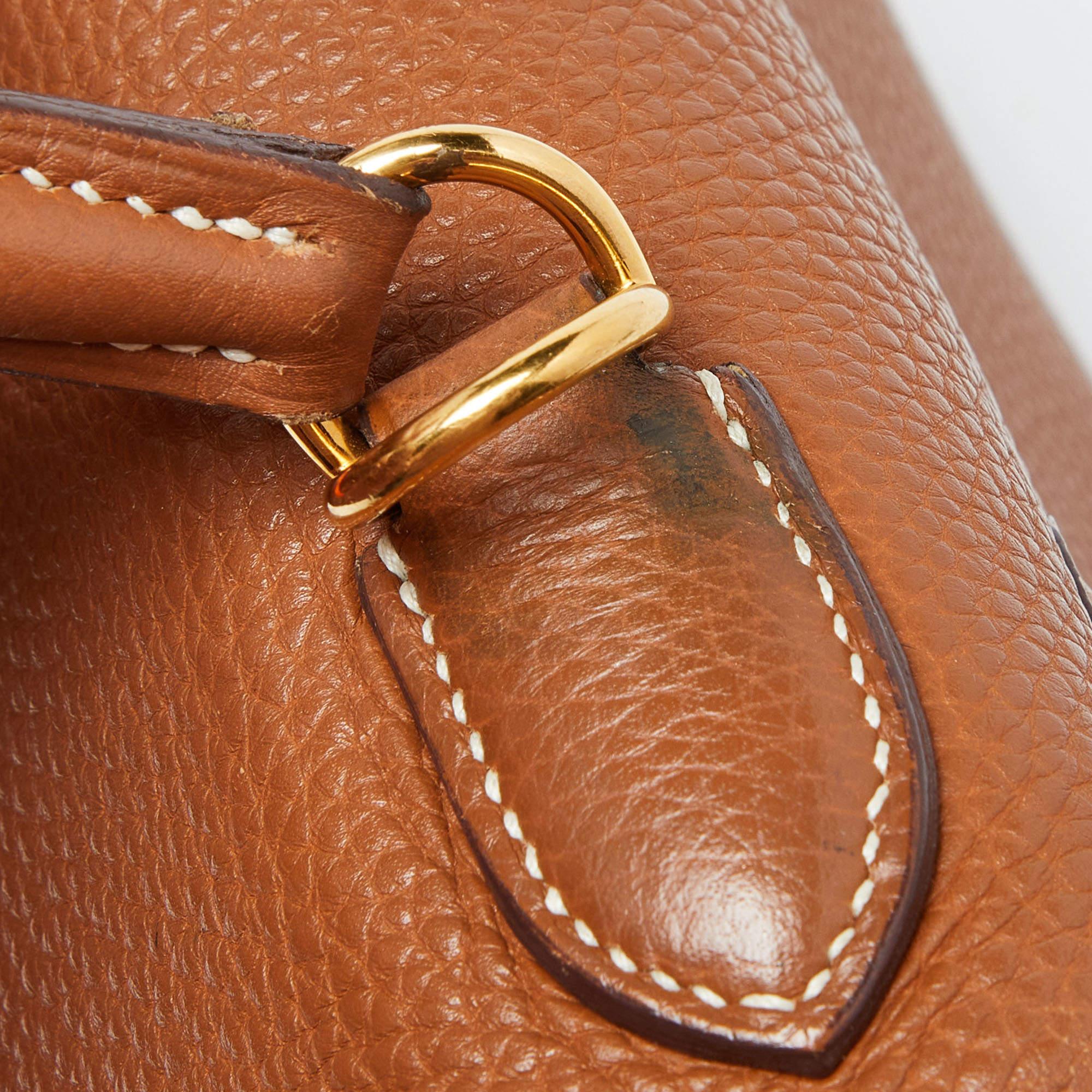 Hermes Gold Taurillion Clemence Leather Gold Finish Kelly Retourne 28 Bag For Sale 1