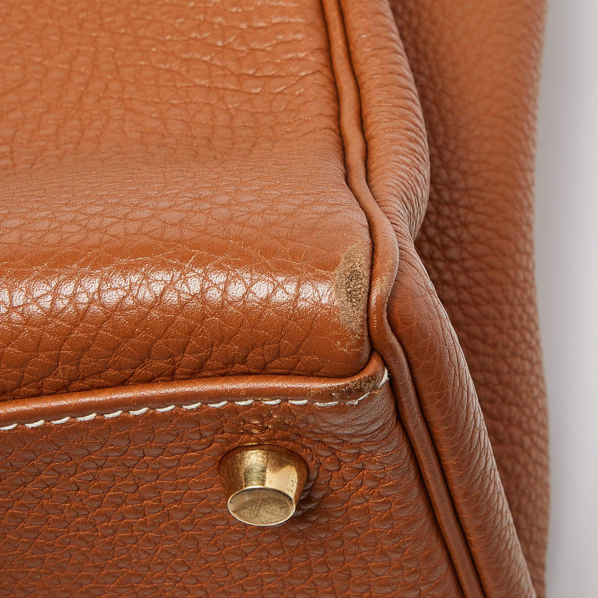 Hermes Gold Taurillion Clemence Leather Gold Finish Kelly Retourne 28 Bag For Sale 5