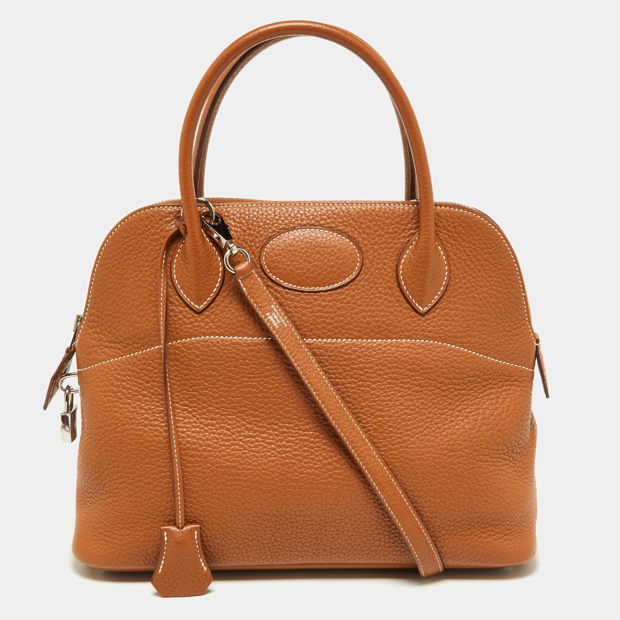 Hermes Gold Taurillon Clemence Leather Bolide 31 Bag 7