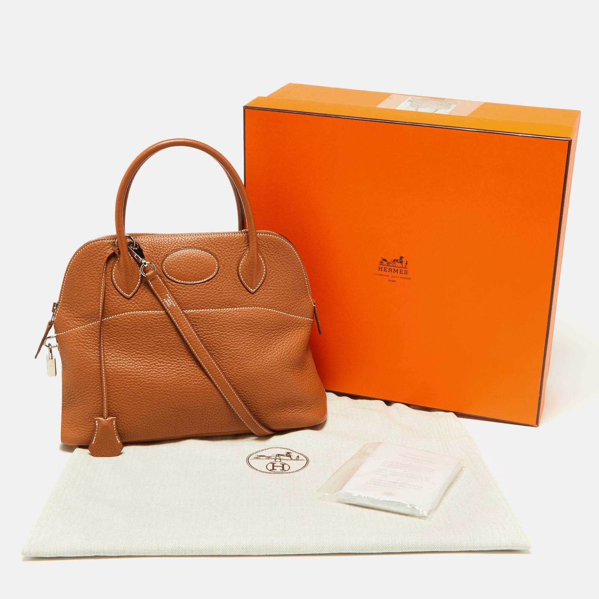 Hermes Gold Taurillon Clemence Leather Bolide 31 Bag 9