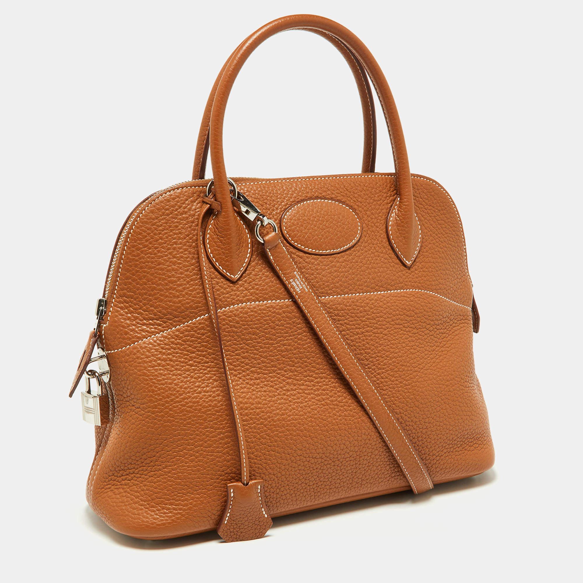 Brown Hermes Gold Taurillon Clemence Leather Bolide 31 Bag