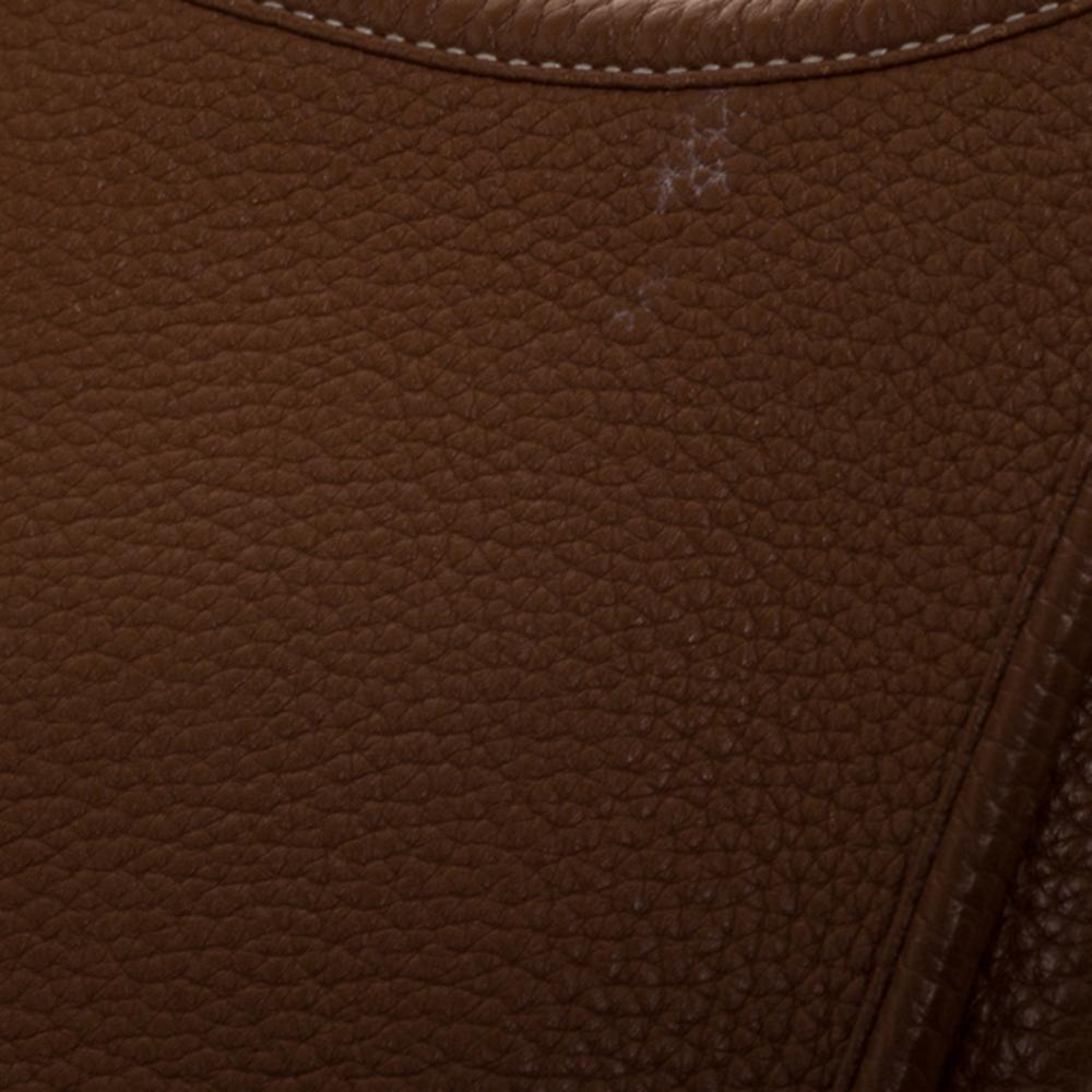 Brown Hermes Gold Taurillon Clemence Leather Evelyne III GM Bag
