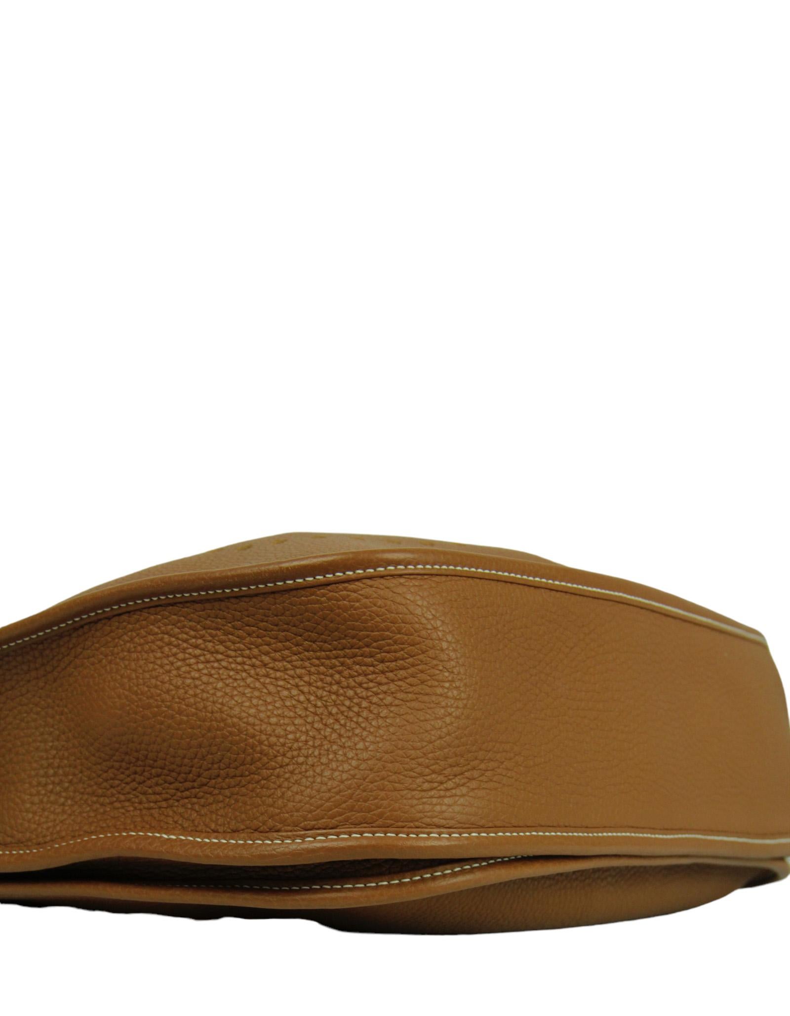 Hermes Gold Taurillon Clemence Leather Evelyne III GM Messenger Bag For Sale 1