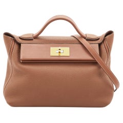 Hermes Gold Taurillon Maurice and Swift Leather Gold Finish 24/24 29 Bag