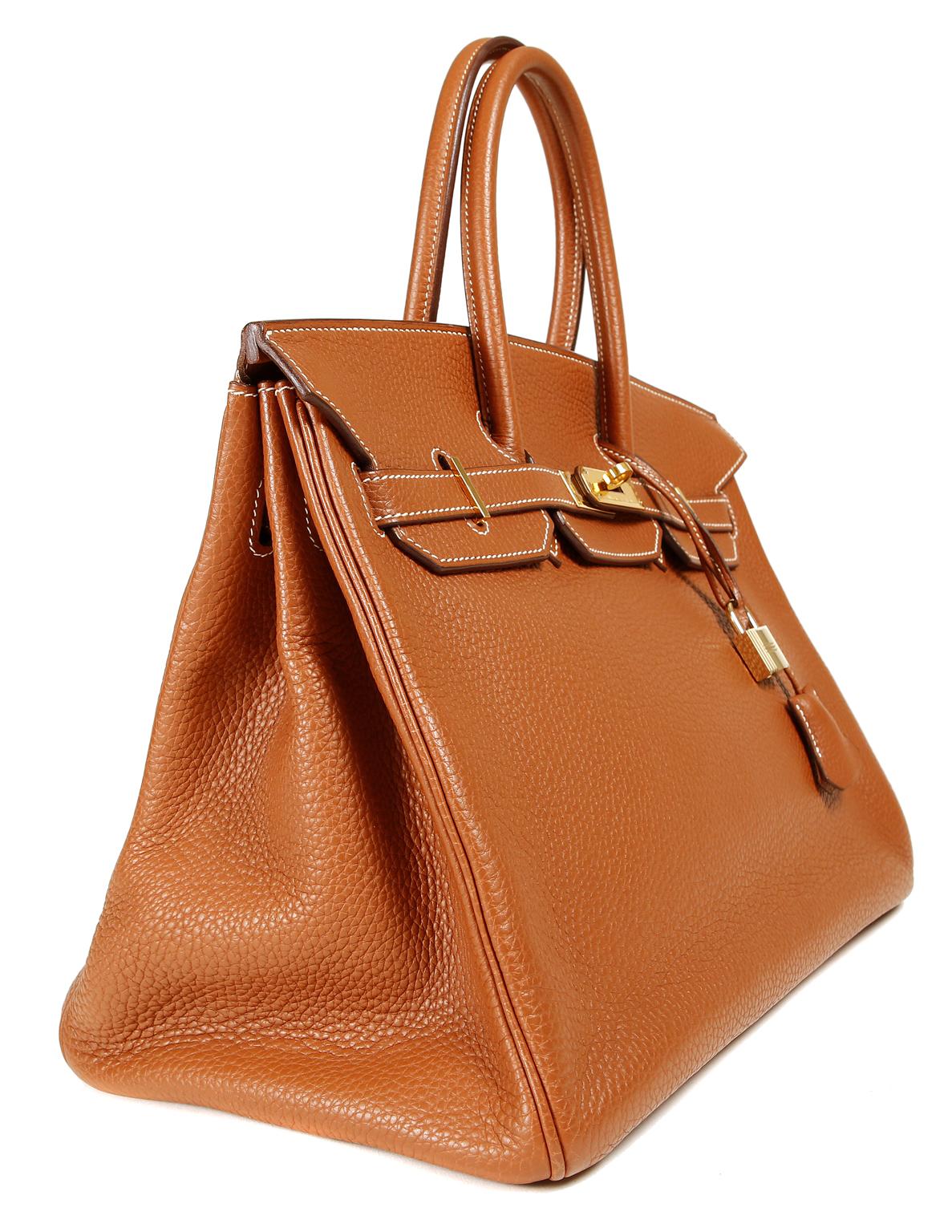 Brown Hermès Gold Togo 35 cm Birkin bag with Gold HW