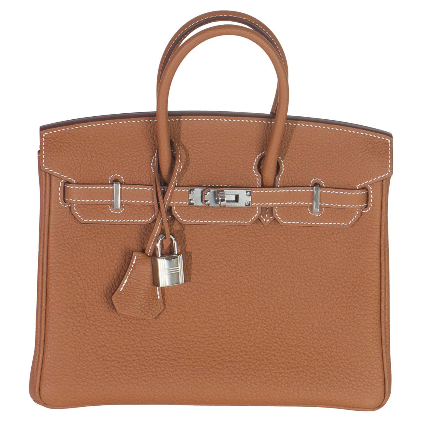 Hermes Birkin 25 Gold Togo leather with palladium hardware handbag — Hermès